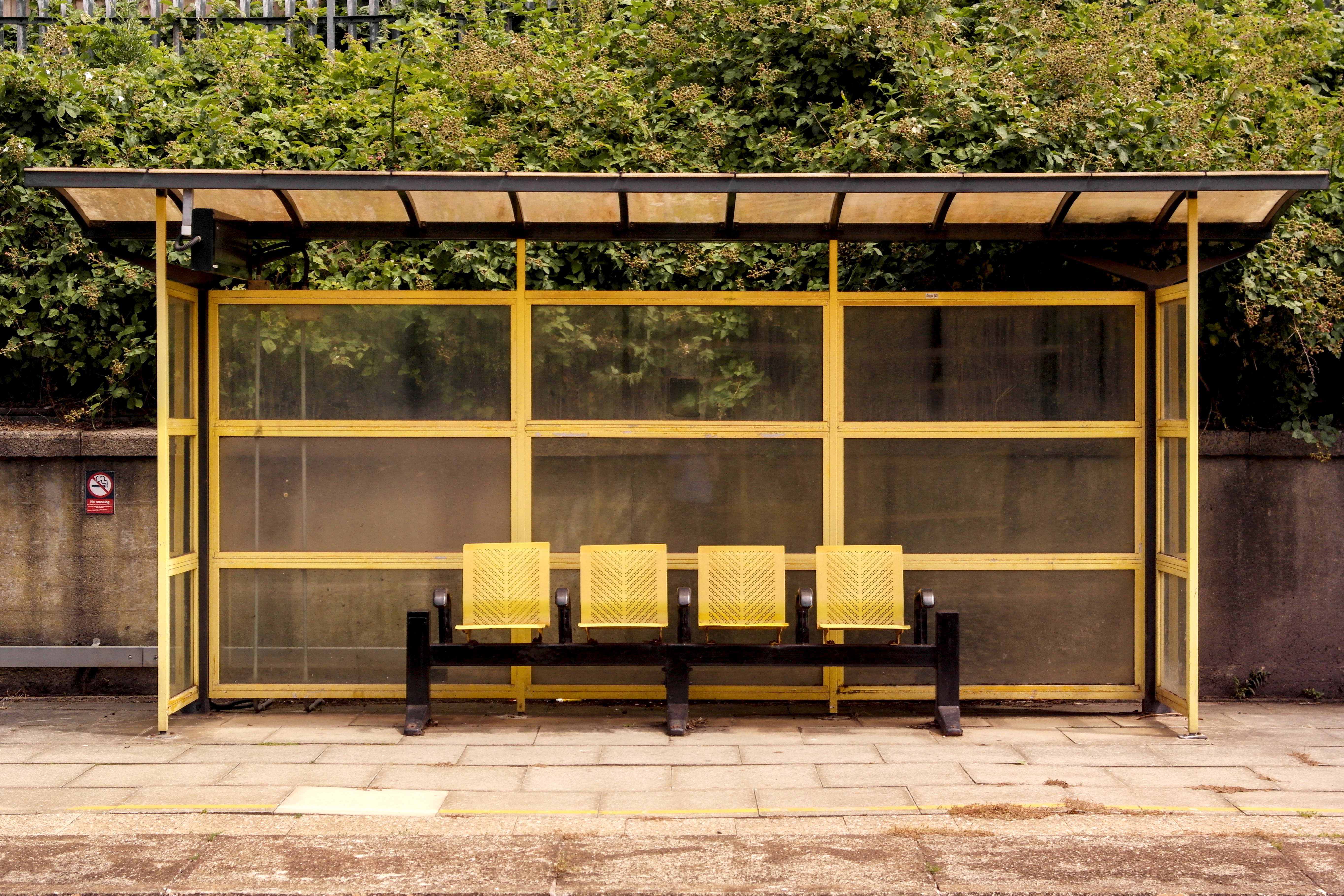 Sheltered seating on platform 1 of West Allerton Station, Allerton, Liverpool.